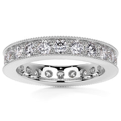 Round Brilliant Channel Bead with Milgrain Moissanite Eternity Ring 1.8ct - 2.1ct