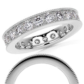 Round Brilliant Channel Bead with Milgrain Moissanite Eternity Ring 1.8ct - 2.1ct