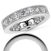 Round Brilliant Channel Bead with Milgrain Moissanite Eternity Ring 2.4ct - 2.7ct