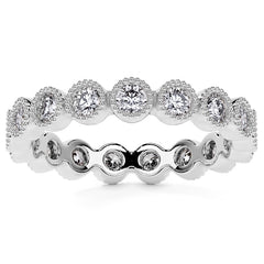 Round Brilliant Bezel Setting with Milgrain Moissanite Eternity Ring 0.8ct - 1.0ct