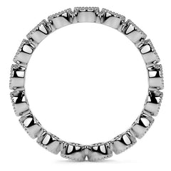 Round Brilliant Bezel Setting with Milgrain Moissanite Eternity Ring 0.8ct - 1.0ct