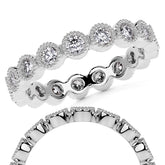 Round Brilliant Bezel Setting with Milgrain Moissanite Eternity Ring 0.8ct - 1.0ct