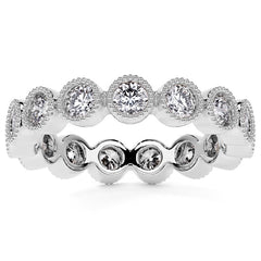 Round Brilliant Bezel Setting with Milgrain Moissanite Eternity Ring 1.3ct - 1.6ct