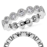 Round Brilliant Bezel Setting with Milgrain Moissanite Eternity Ring 1.3ct - 1.6ct