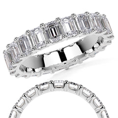 Emerald U-Prong Moissanite Eternity Ring 2.6ct - 3.2ct