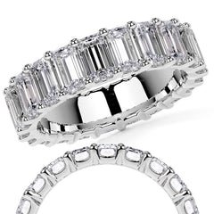 Emerald U-Prong Moissanite Eternity Ring 5.1ct - 5.9ct