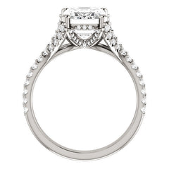 Emerald / Radiant Split Shank Moissanite Engagement Ring
