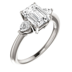 Emerald / Radiant and Pear Moissanite 3-Stone Ring