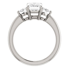 Emerald / Radiant and Pear Moissanite 3-Stone Ring