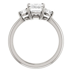 Emerald / Radiant Moissanite 3-Stone Ring