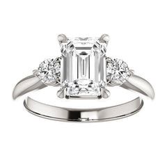 Emerald / Radiant Moissanite 3-Stone Ring