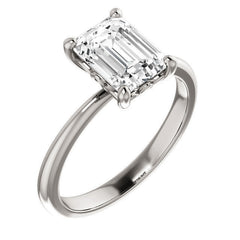 Emerald / Radiant cut Moissanite Solitaire with Scroll Accent Basket Design