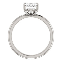 Emerald / Radiant cut Moissanite Solitaire with Scroll Accent Basket Design