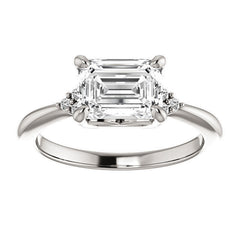 Emerald / Radiant East-West Moissanite Engagement Ring