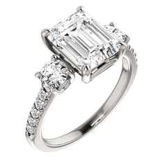 Emerald / Radiant cut Moissanite Engagement Ring