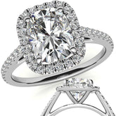 Rectangular Cushion Halo Cathedral Engagement Ring