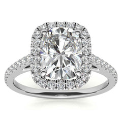 Rectangular Cushion Halo Cathedral Engagement Ring