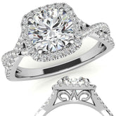 Infinity Style Round Brilliant Halo Engagement Ring