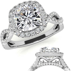 Infinity Style Halo Cushion Moissanite Engagement Ring