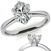 6-Prong Diamond and Oval Moissanite Engagement Ring