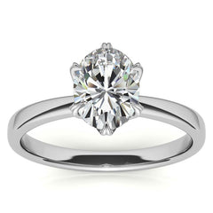 6-Prong Diamond and Oval Moissanite Engagement Ring