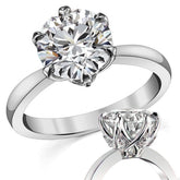 6-Prong Diamond Round HA Moissanite Engagement Ring