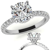 Diamond Collar Round Brilliant Moissanite Engagement Ring - 2mm