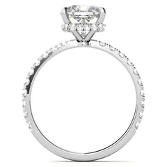 Diamond Collar Cushion Moissanite Engagement Ring - 2mm