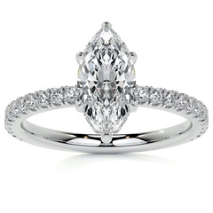 Marquise Hidden Halo Moissanite Engagement Ring