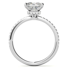 Princess Hidden Halo Moissanite Engagement Ring