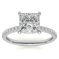 Princess Hidden Halo Moissanite Engagement Ring