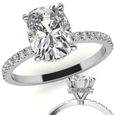 Rectangular Cushion Hidden Halo Moissanite Engagement Ring