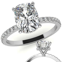 Rectangular Cushion Hidden Halo Moissanite Engagement Ring