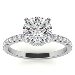 Diamond Collar Round Brilliant Moissanite Engagement Ring - 2mm