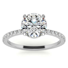 Round Brilliant Hidden Halo Moissanite Engagement Ring