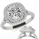 Double Halo Cushion / Round Soleste Ring