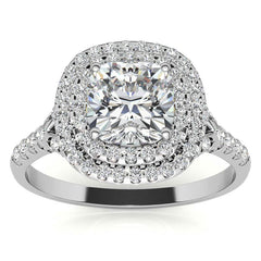 Double Halo Cushion / Round Soleste Ring