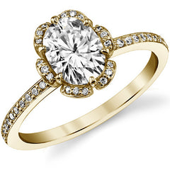 Oval Moissanite & Diamond Floral Style Ring