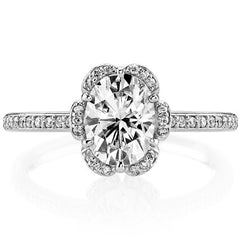 Oval Moissanite & Diamond Floral Style Ring