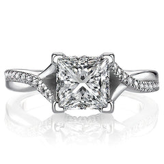 Princess cut Moissanite Split Shank Engagement Ring