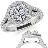 Halo Split Shank Moissanite Engagement Ring