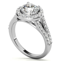 Halo Split Shank Moissanite Engagement Ring