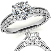 Designer Inspired Scroll Moissanite Engagement Ring