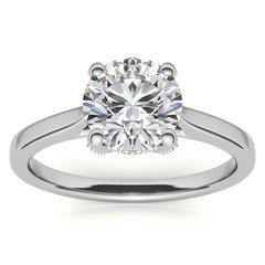 Round Pave Basket Moissanite Diamond Engagement