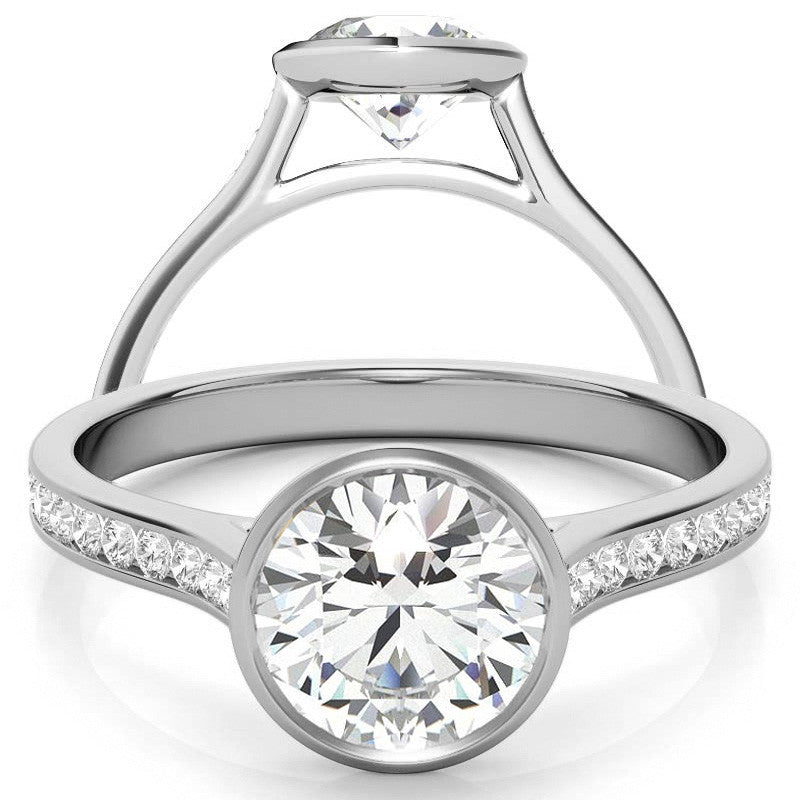 Round Petite Channel Bezel Moissanite Engagement Ring