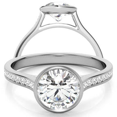 Round Petite Channel Bezel Moissanite Engagement Ring