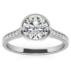 Round Petite Channel Bezel Moissanite Engagement Ring