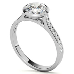 Round Petite Channel Bezel Moissanite Engagement Ring