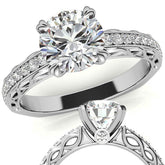 Round Woven Double Prong Moissanite Engagement Ring