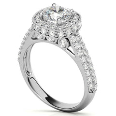 Antique Pave Halo Moissanite Engagement Ring